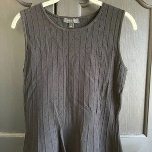 Ann Taylor Black Textured Peplum Sleeveless Top - Size S